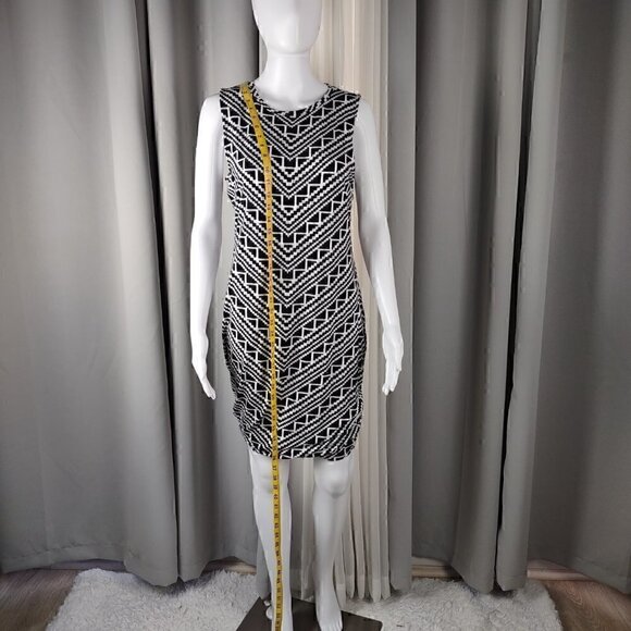 Apt. 9 Womens Geometric Black, White Sheath Midi Dress (has some stretch) Sz M - Picture 5 of 11